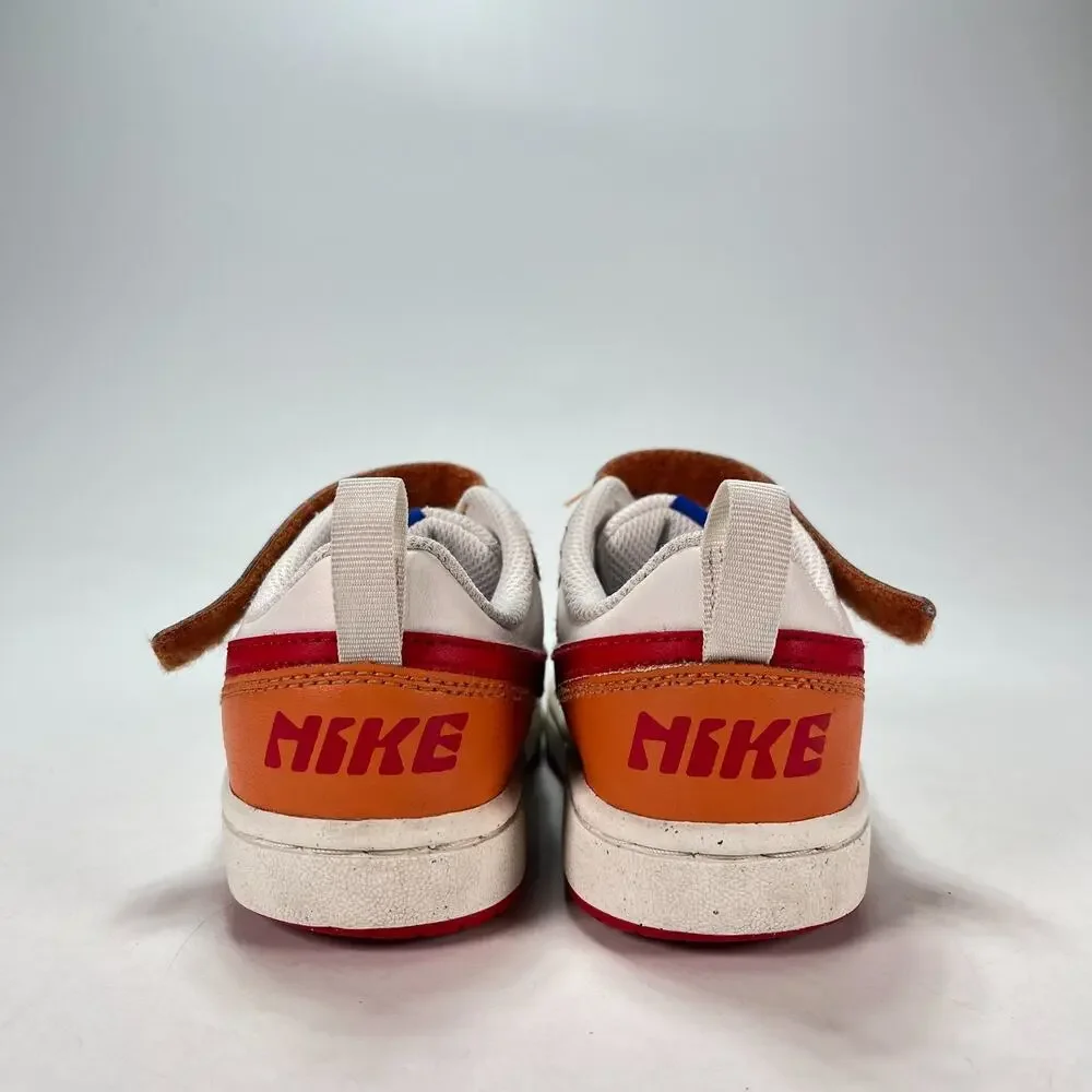 Nike Court Borough Low 2 White Orange Red Sneakers BQ5451-119 Youth Size 1.5Y